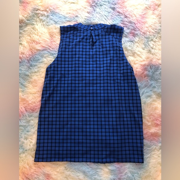Ann Taylor High Neck Blue Plaid Tank - Picture 5 of 5